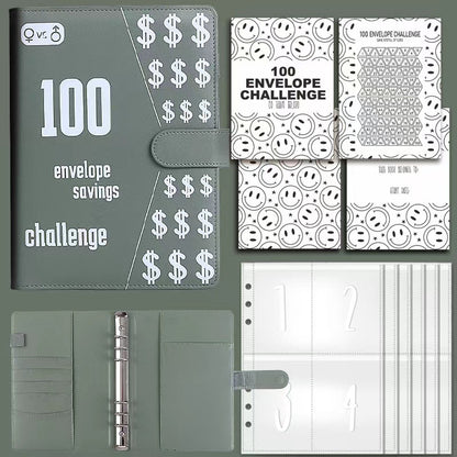 100 envelope Savings Challenge Notebook
