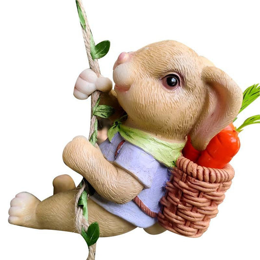 Little rabbit climbing rope resin garden decor