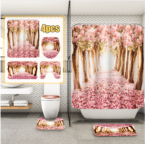 Pink Sakura Tree Bathroom Four-piece Set